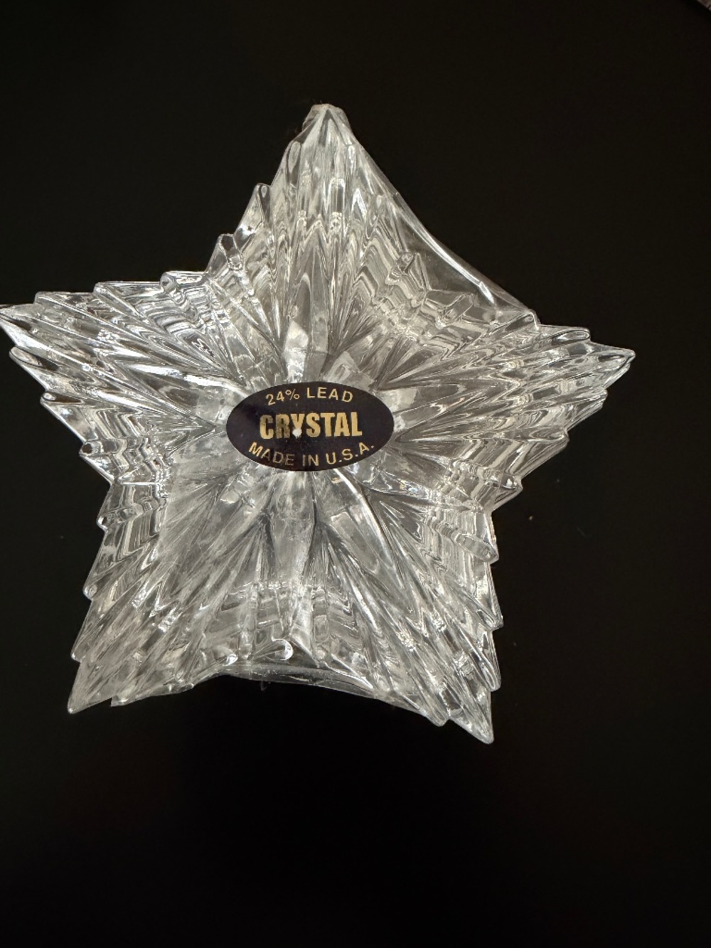DePlomb Star Shape 24% Lead Crystal Trinket Box 4"